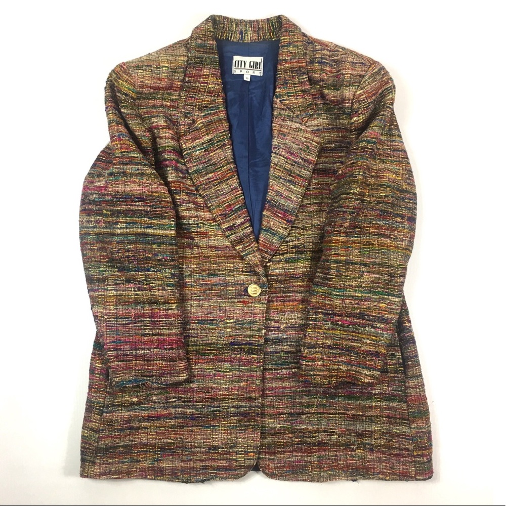 VINTAGE BOHEMIAN CHIC TWEED BLAZER